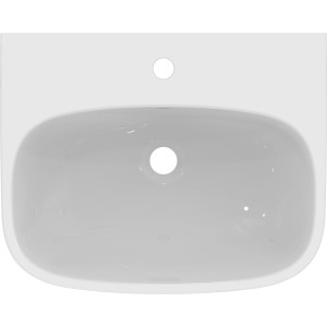 Ideal Standard i.life A Waschtisch, 55x44 cm, weiß, mit Hahnloch und Überlauf, Aufsicht.
