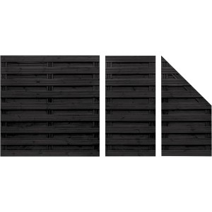 Sichtschutzzaun Goch, Anthrazit lasiert, Anschluss-Element, Holz, 180/90 x 90 cm.