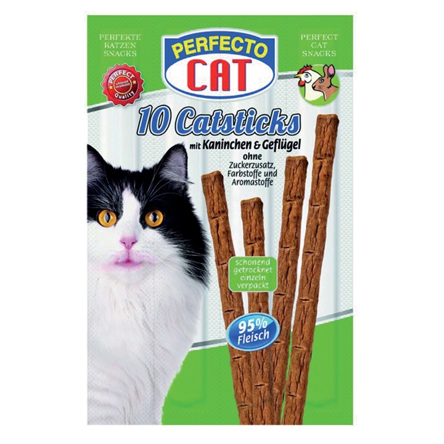 Perfecto Cat Sticks Kaninchen und Geflügel 10 Stück