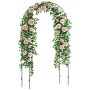 Schwarzer Outsunny Rosenbogen aus Metall mit Rosen und Spitze, 140x40x240cm.