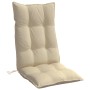 Beige Hochlehner-Auflage aus Oxford-Gewebe, gepolstert, mit Bindebändern. Set aus 2 Gartenstuhlauflagen.
