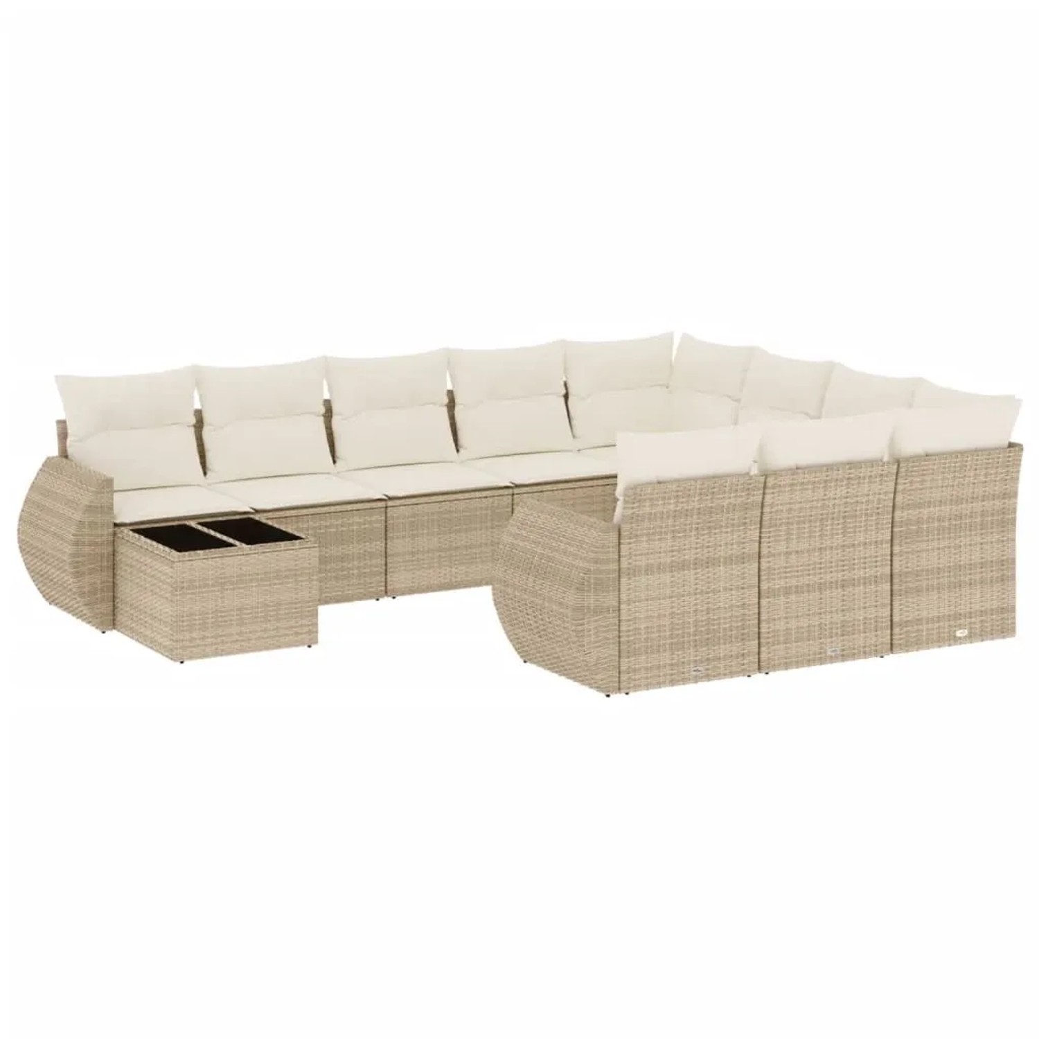vidaXL 11-Tlg Garten-Sofagarnitur mit Kissen Beige Poly Rattan 3221927
