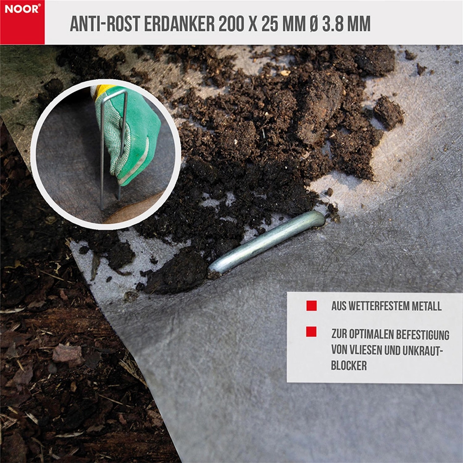 10er Set Anti-Rost Erdanker 200mm zum Befestigen von Vlies und Unkrautblocker im Garten.