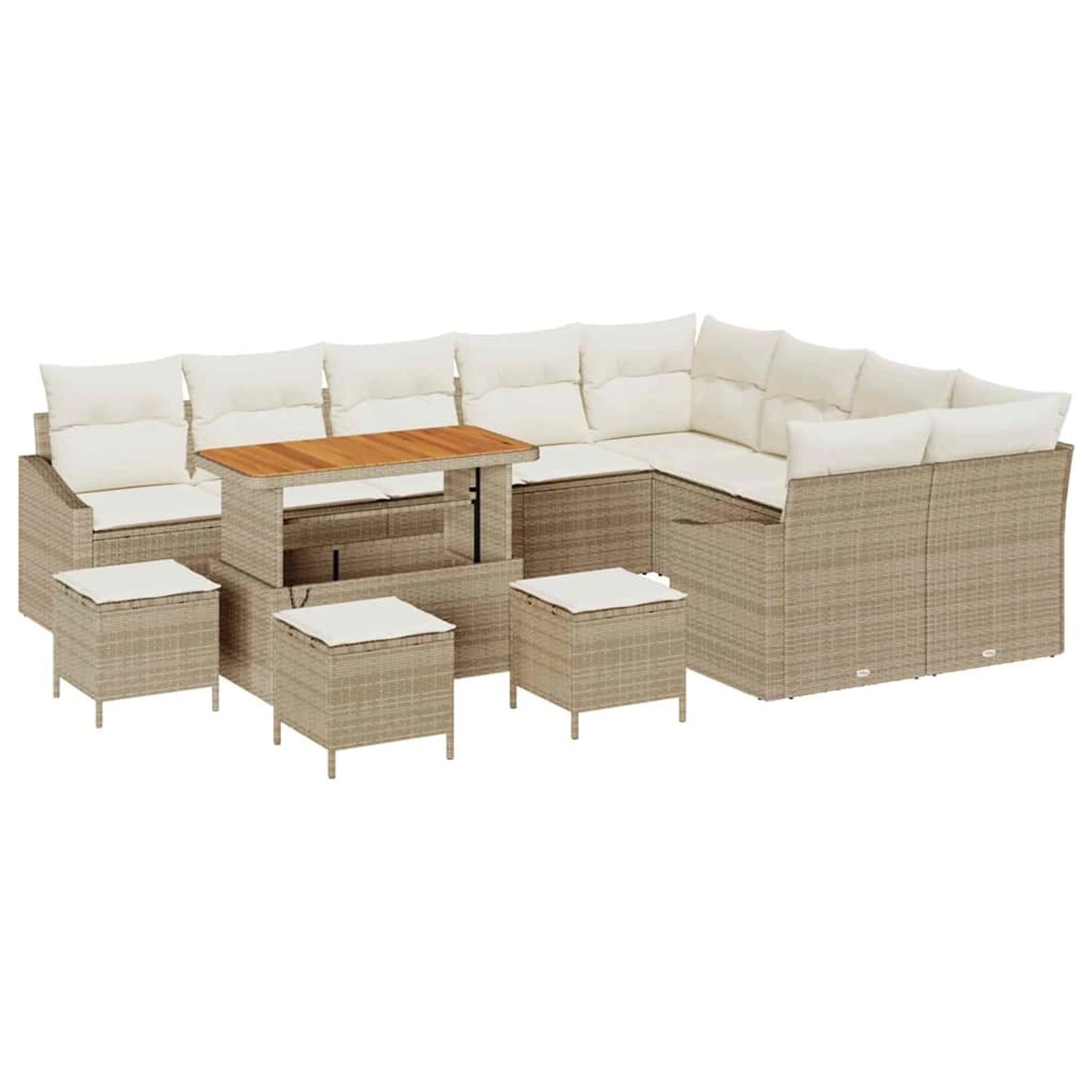 vidaXL Garten-Sofa-Set mit Kissen 13-Tlg Beige Poly Rattan 3362701 günstig online kaufen
