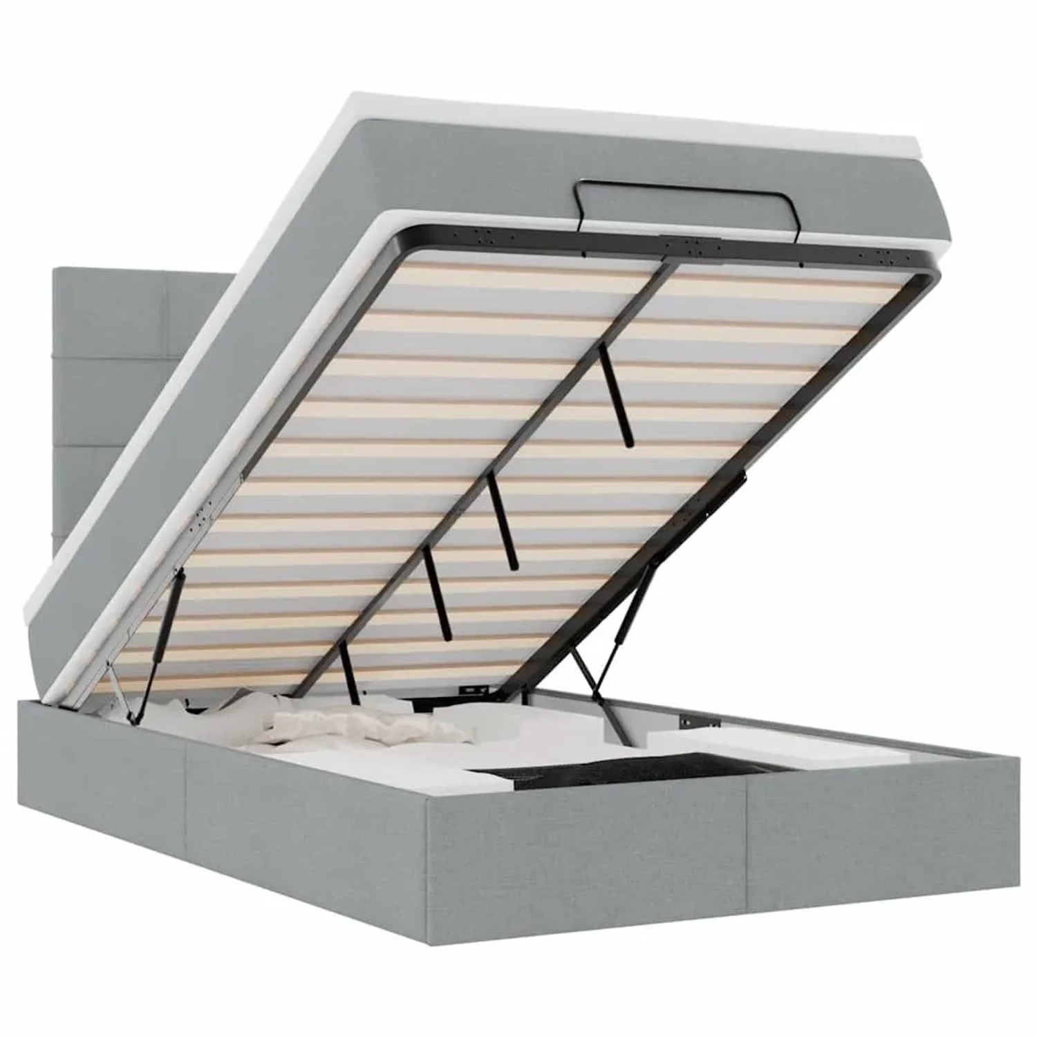 vidaXL Ottoman-Bett mit Matratze Hellgrau 120x200 cm Stoff 3313147