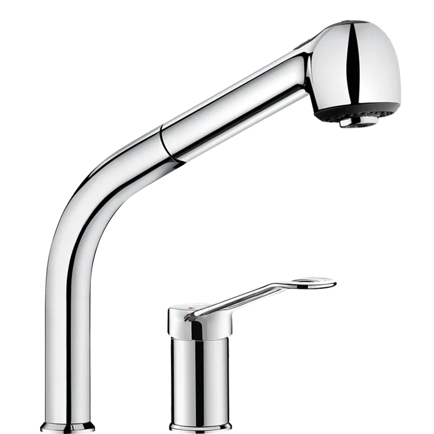 Thumbnail - Delabie SPT-EHM EP Einhebel-Mischbatterie mit Auszugbrause auf Standsäule H195mm, Bügelgriff.