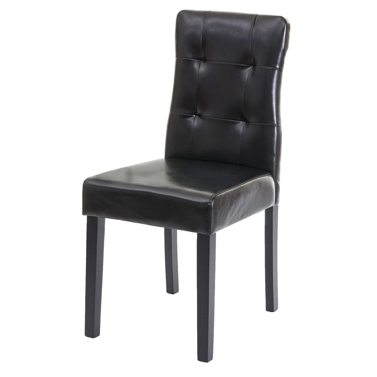 Schwarzer MCW Esszimmerstuhl im 4er-Set mit Kunstlederbezug und dunklen Beinen.