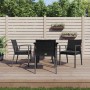 vidaXL 5-tlg. Garten-Essgruppe aus Polyrattan und Stahl, schwarz, mit Kissen.