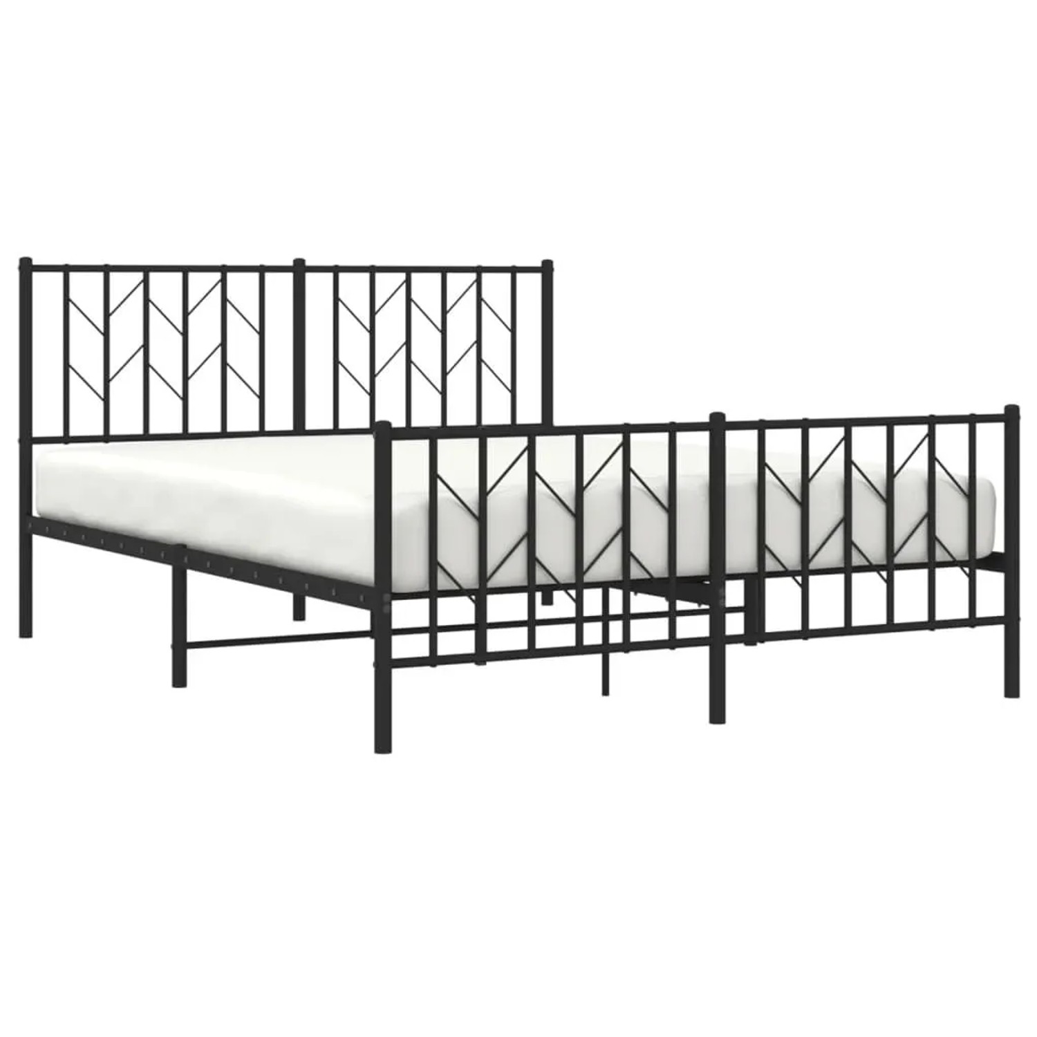vidaXL Bettgestell mit Kopf- und Fußteil Metall Schwarz 135x190 cm 374454 günstig online kaufen