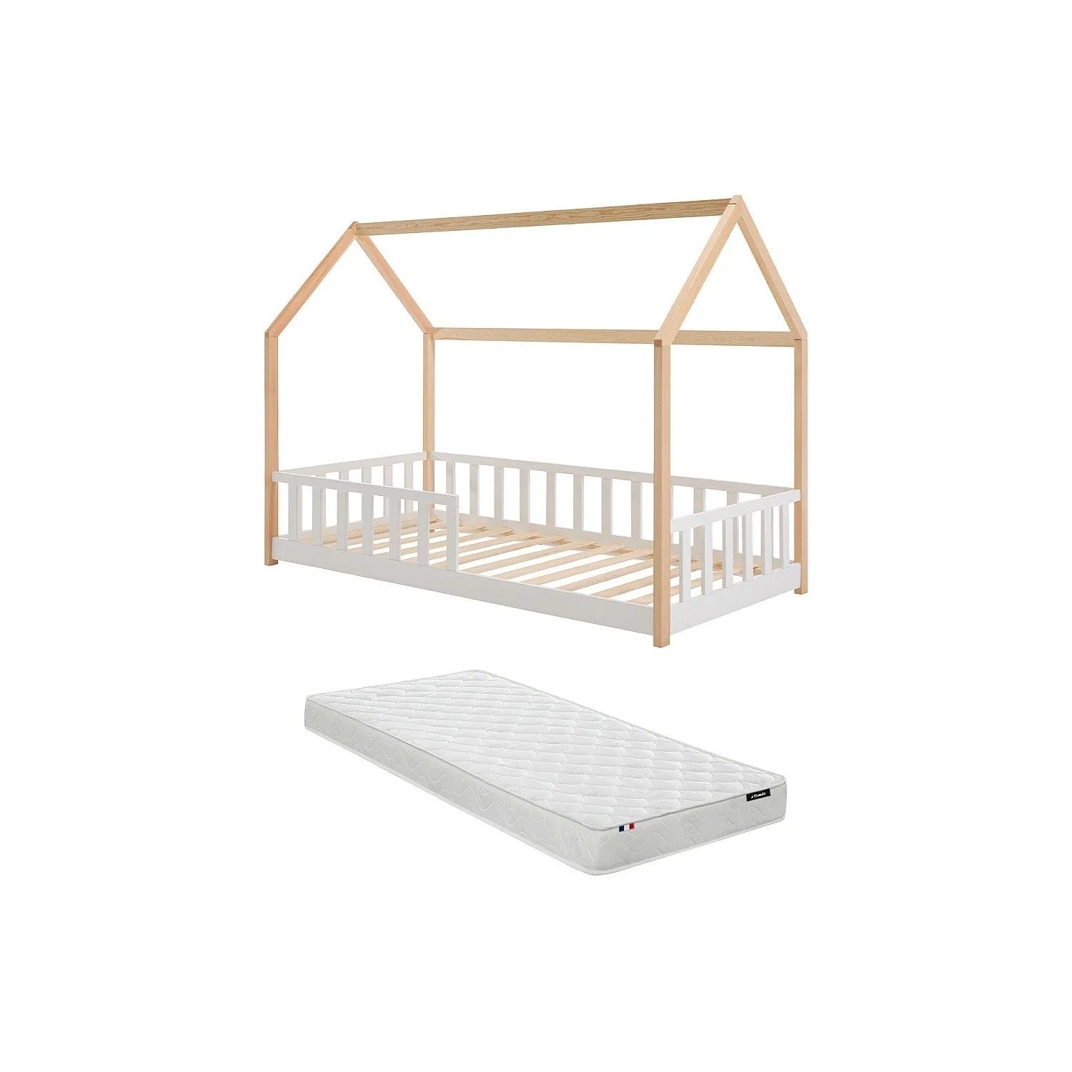 Vente-unique Hausbett Martevi Naturfarben Hell  Weiß 196.5 cm