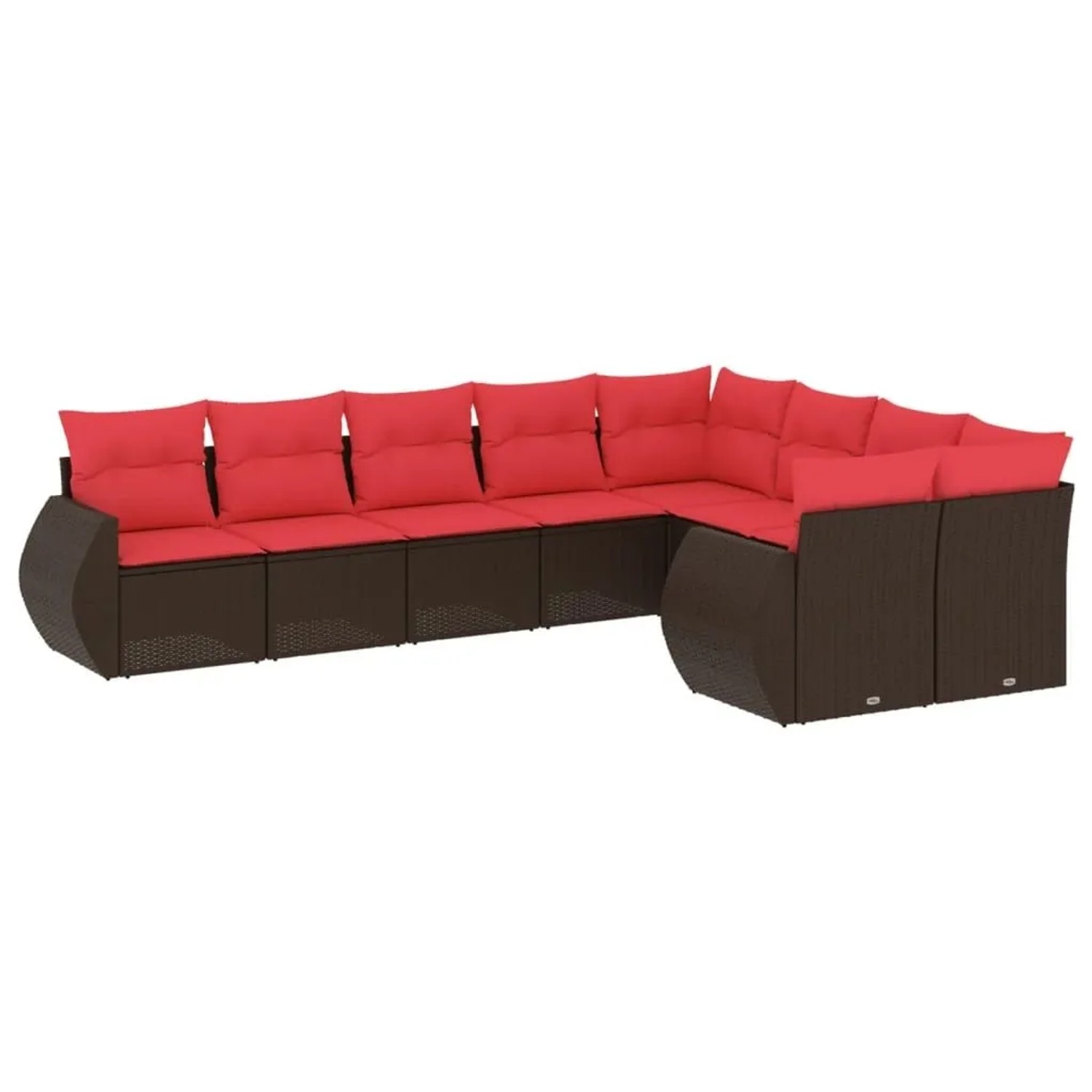 Thumbnail - vidaXL 9-Tlg Gartensofa-Set mit Kissen Braun Polyrattan 3221843