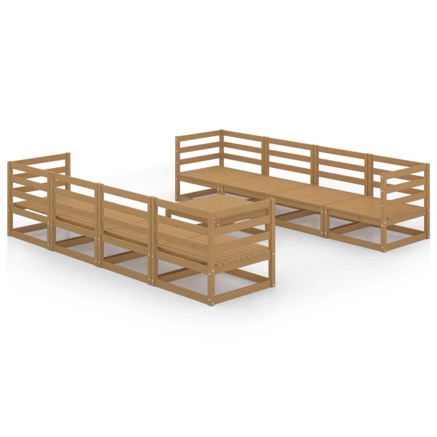 vidaXL 9-tlg Garten-Lounge-Set Honigbraun Massivholz Kiefer Modell 4 günstig online kaufen