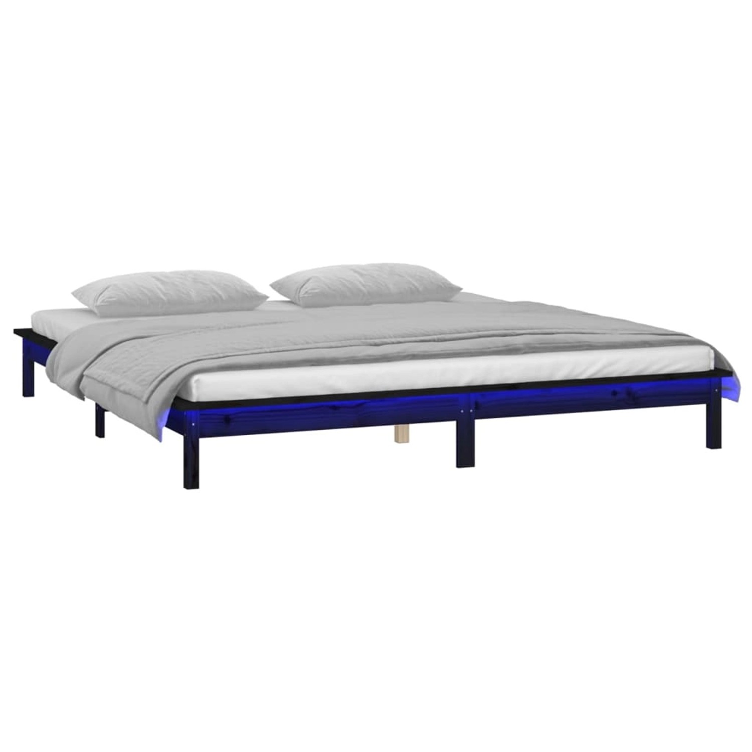 vidaXL Massivholzbett mit LEDs Schwarz 120x190 cm 820645 günstig online kaufen
