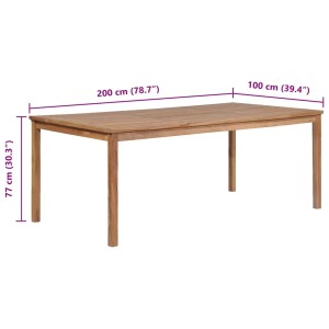 vidaXL Gartentisch aus Teakholz, 200x100x77 cm, ideal für Garten und Terrasse.