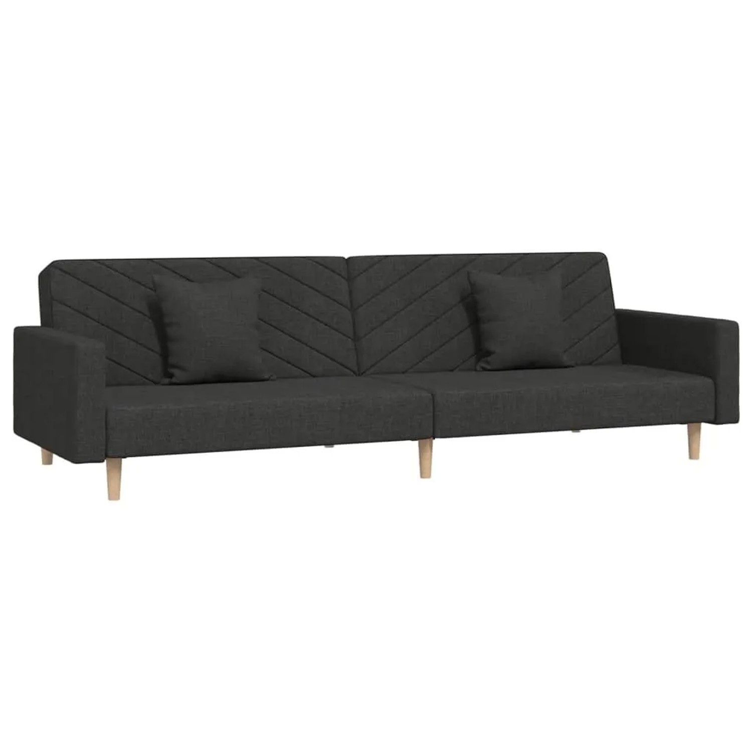 vidaXL Schlafsofa 2-Sitzer mit 2 Kissen Schwarz Stoff 375901