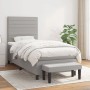 Hellgraues vidaXL Boxspringbett (90x200 cm) mit Matratze und Bank.