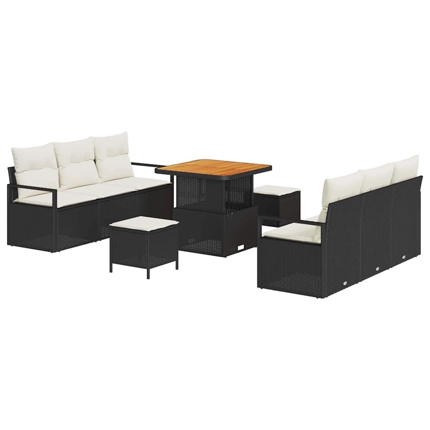 vidaXL Garten-Sofa-Set mit Kissen 9-Tlg Schwarz Poly Rattan 3362475 günstig online kaufen