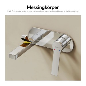 Emke Wand Waschtischarmatur Inklusive Grundkörper 288 x 210 x 70 mm Verchromt Mischbatterie für Waschbecken