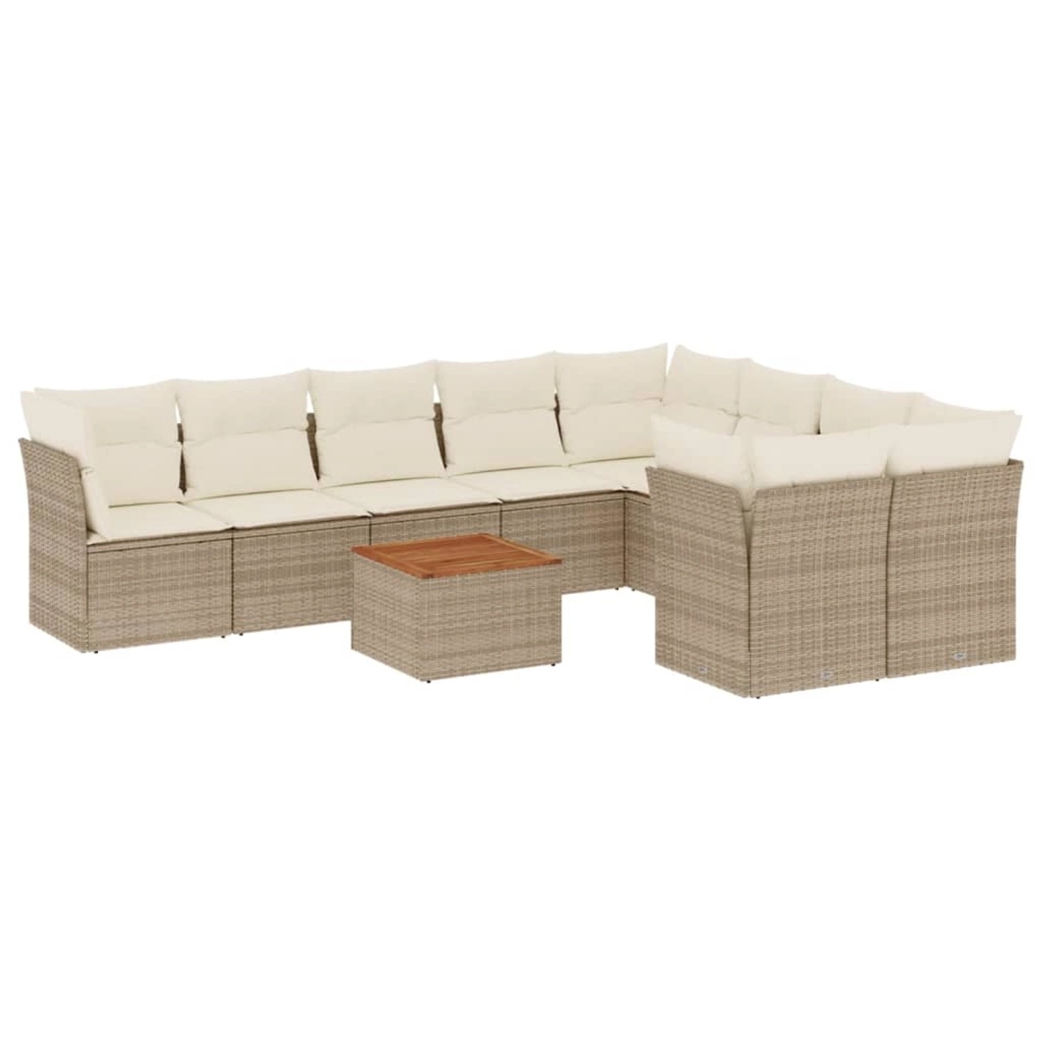 vidaXL 10-Tlg Garten-Sofagarnitur mit Kissen Beige Poly Rattan 3223818 günstig online kaufen