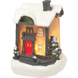 Beleuchtetes Deko-Weihnachtshaus, sortiert: Winterliche Tischdeko mit LED-Beleuchtung für gemütliche Atmosphäre.