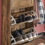 SoBuy Schuhkipper FSR137-L-F, Schuhschrank mit 3 Klappen in Braun mit Schuhen.