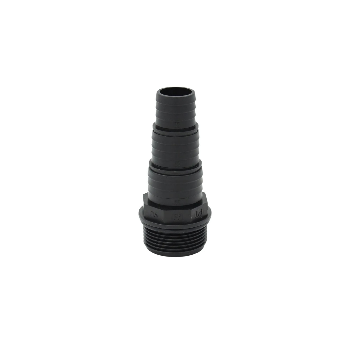 Stufen-Schlauchtülle 41,9 mm (G 1 1/4 Zoll) AG auf Schlauchtülle 35/30/25 mm PP