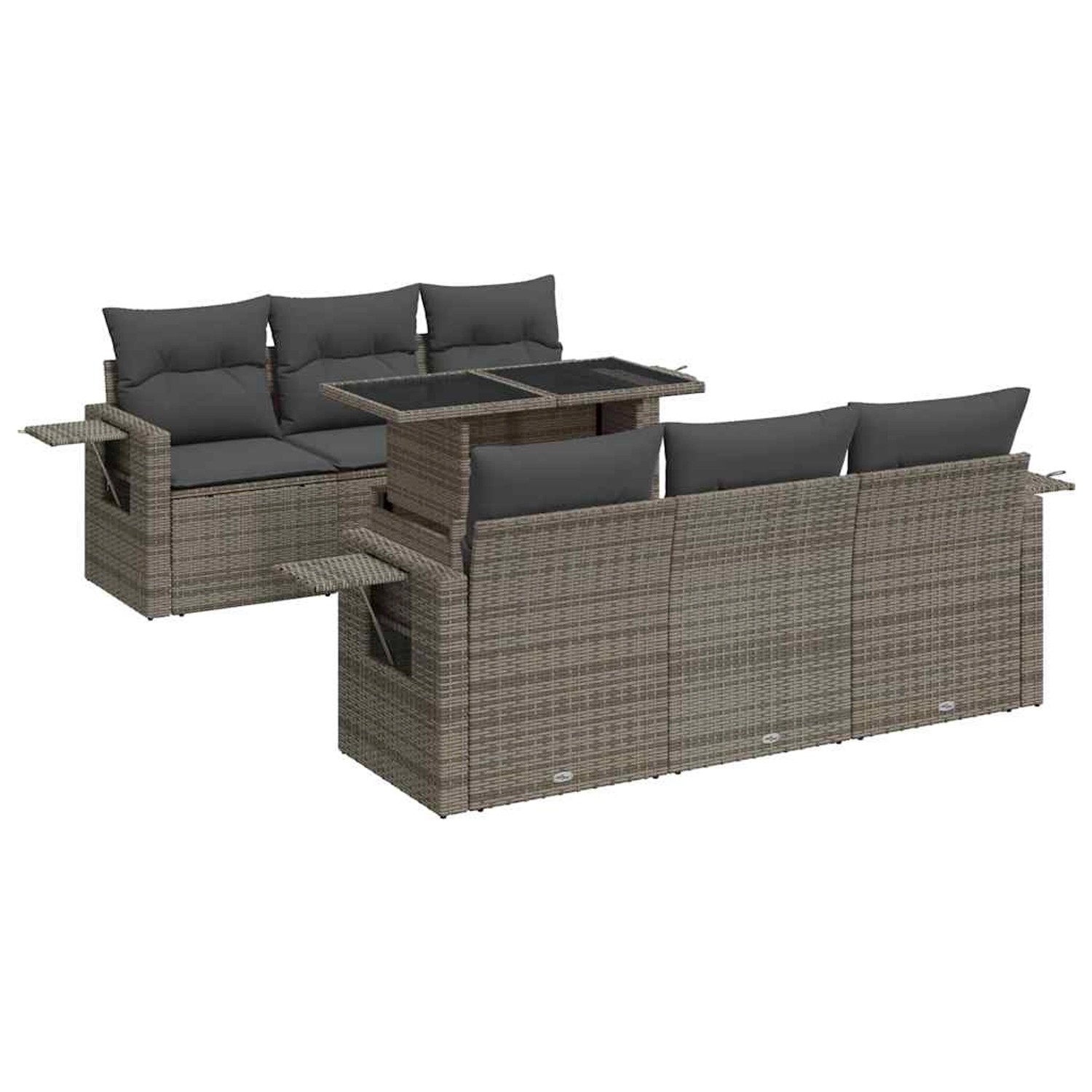 vidaXL 7-Tlg Garten-Sofagarnitur mit Kissen Grau Poly Rattan 3326421 günstig online kaufen