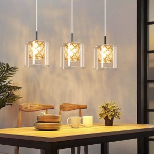 ZMH Pendelleuchte 3 flammig Vintage Modern Kristall Glas Höhenverstellbar G9 Hängeleuchte für Wohnzimmer Esszimmer