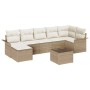 Beiges 8-teiliges vidaXL Garten-Sofa-Set aus Polyrattan mit Kissen und Tisch.
