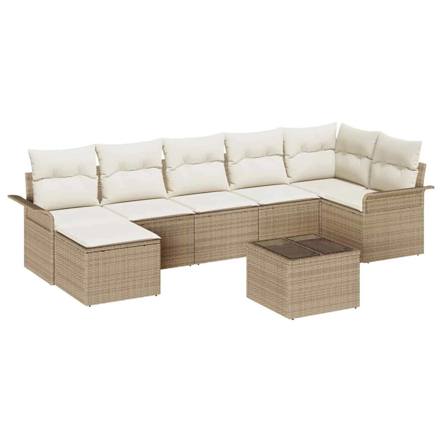 vidaXL Garten-Sofa-Set mit Kissen mit Speicher 8-Tlg Beige Poly Rattan 3354 günstig online kaufen