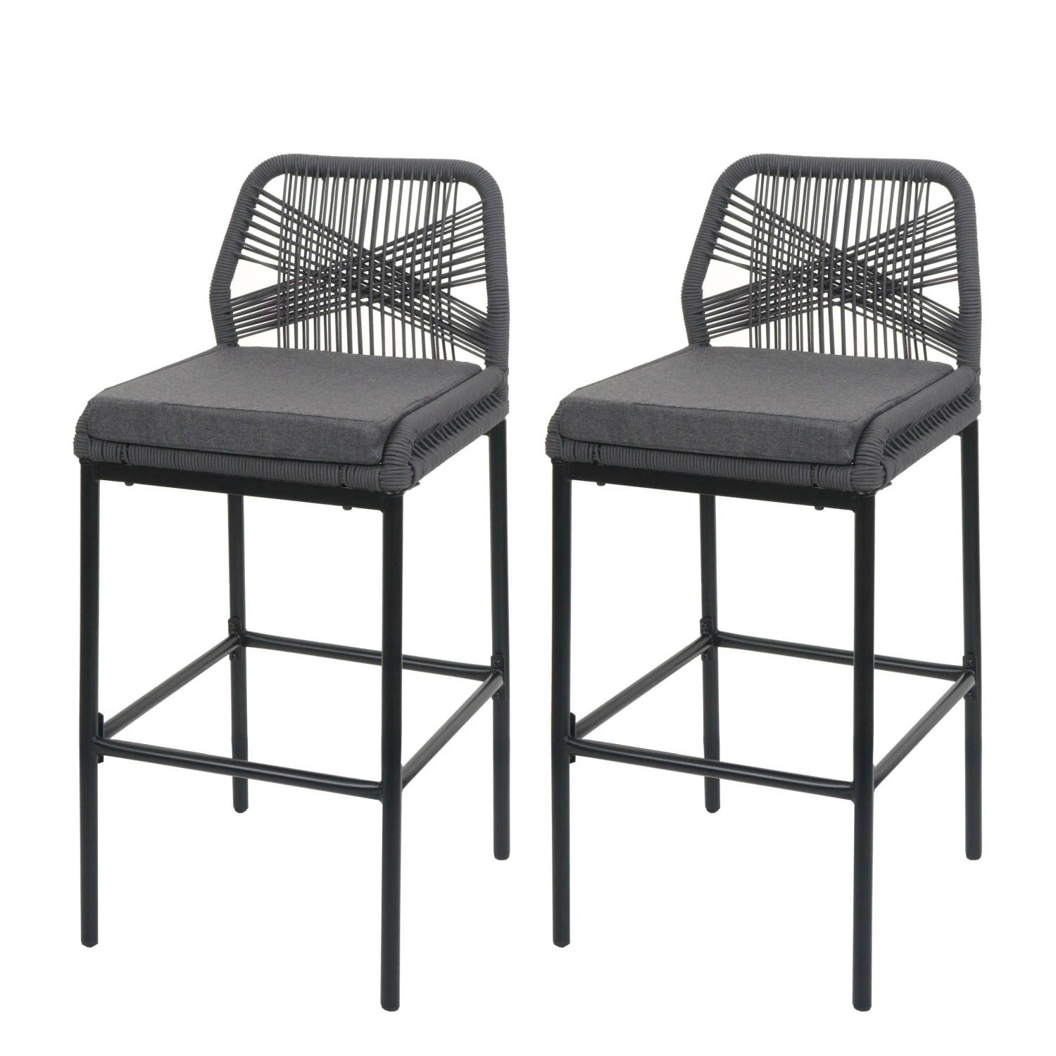 Proregal 2er-Set Rope-Barhocker HxBxT 101x45x52 cm Sitzhöhe 76cm Anthrazit günstig online kaufen