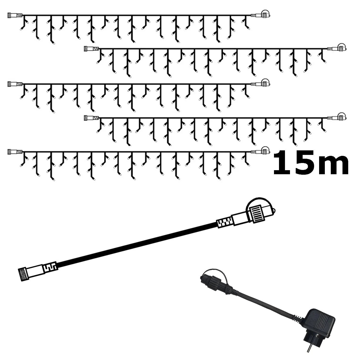 Star Trading SYSTEM 24 KOMPLETT SET 15m LED Lichtervorhang Eisregen Icicle günstig online kaufen