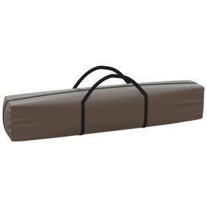 Verpacktes, faltbares Partyzelt vidaXL in Taupe mit Tragegriffen.