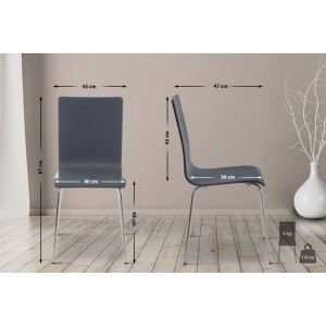 DELUKE Besucherstuhl TUNIS Holz Grau 43x47x87cm Konferenzstuhl Wartezimmerstuhl Bürostuhl