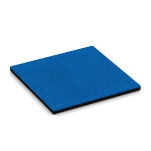 Blaue WARCO Fallschutzplatte, 50x50x3 cm, für Spielplatz oder Garten.
