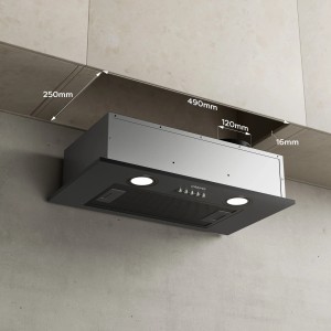CIARRA Dunstabzugshaube 52cm, Unterbau-Abzugshaube aus Edelstahl mit LED-Beleuchtung.