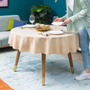 PXloue Runde Tischdecke Leinen 160 Beige