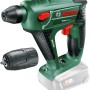 Bosch Uneo Maxx 18V Akku-Bohrhammer mit Bohrfutter-Adapter, Akku angedeutet.