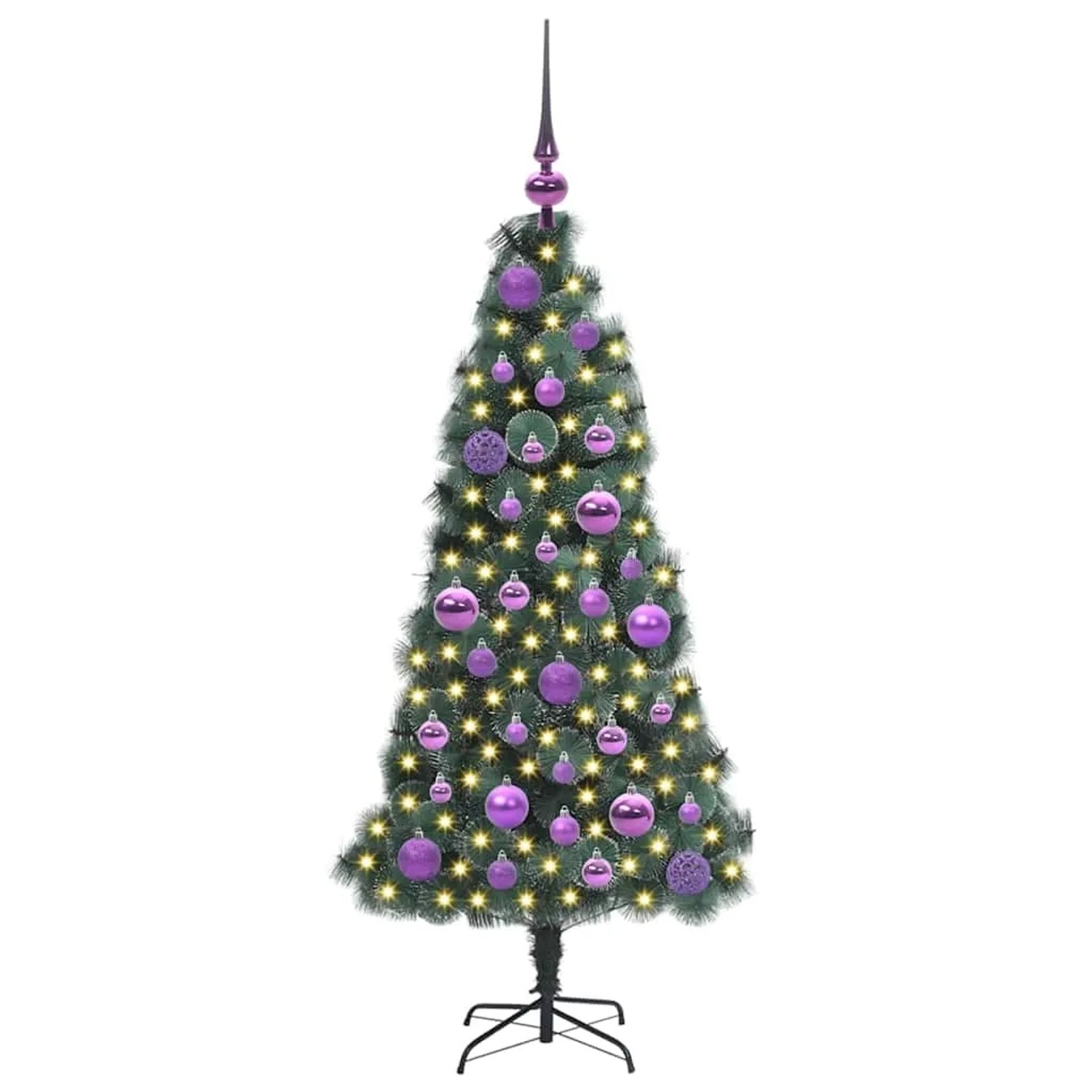 vidaXL Künstlicher Vorbeleuchteter Weihnachtsbaum mit Kugelset 120 cm 3396147