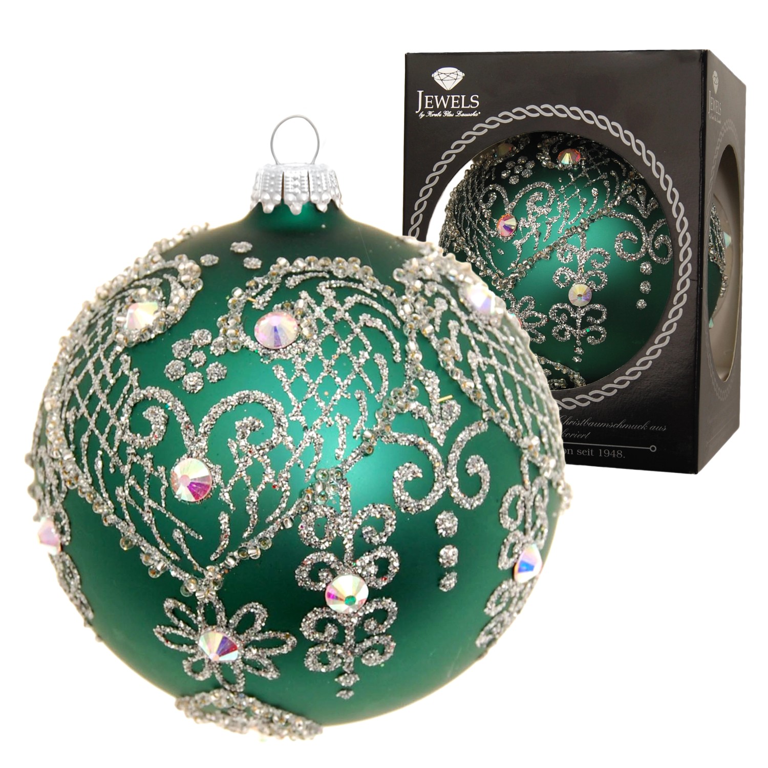 Krebs Glas Lauscha Weihnachtskugeln Jewels Grün 1-tlg. 10cm günstig online kaufen