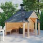 Finn Art Blockhaus Grillhütte Grillkota Elegance 9qm offen mit Grillanlage Dachschindeln Schwarz_2