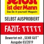 Siegel „selbst ist der Mann“ für WD-40 Multifunktionsprodukt, Ausgabe 03/2019, Bewertung „SEHR GUT“.