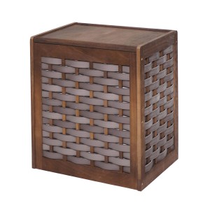 Brauner MCW Wäschekorb G37 mit herausnehmbarem Wäschesack und dekorativem Geflecht.