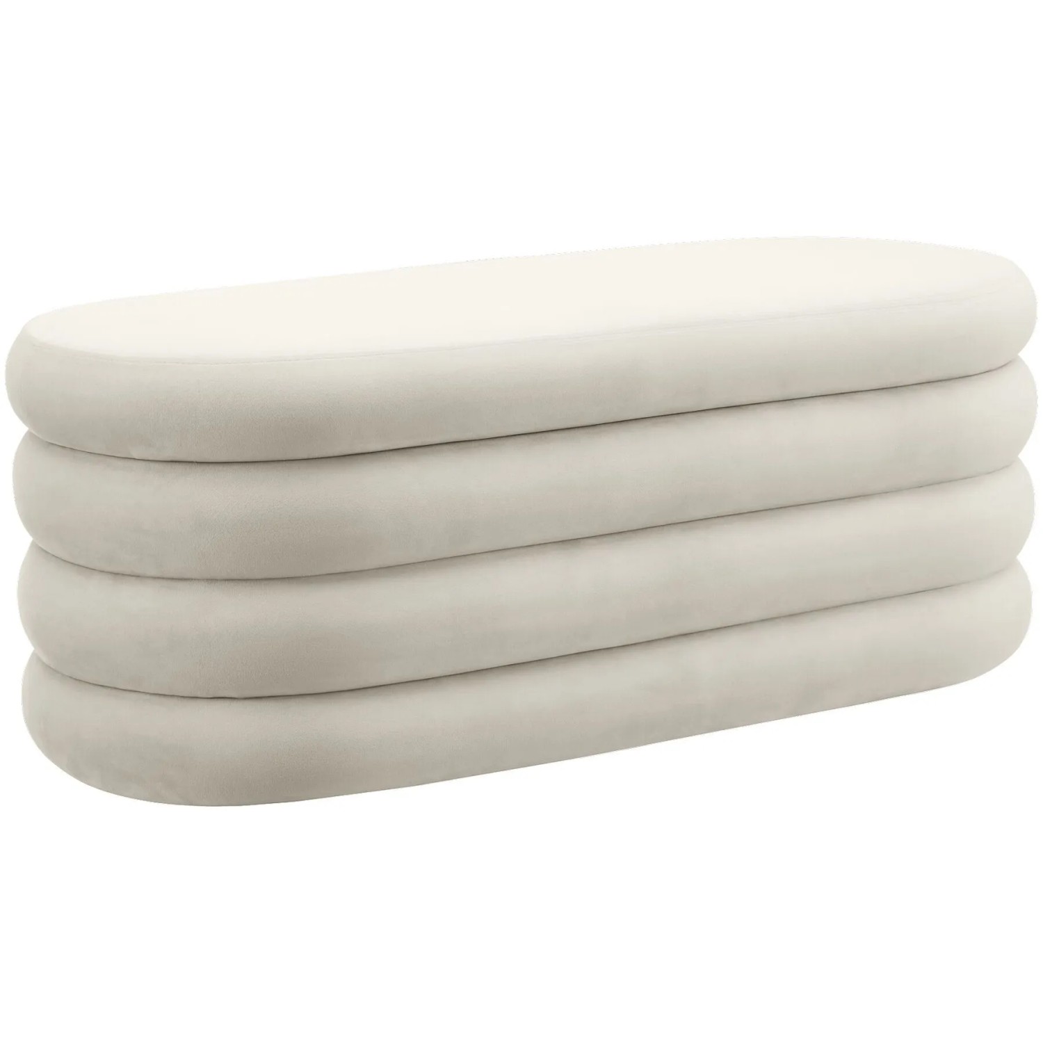Tectake Polsterbank Altu Mit Samt Oder Bouclé 2 Große Staufächer  45 x 110 x 42 cm Samtoptik Creme Weiß