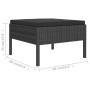 Schwarzer vidaXL Gartenhocker/Fußhocker aus Rattan mit schwarzem Kissen, Teil eines Lounge-Sets.