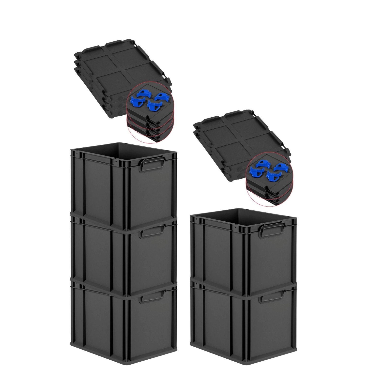 PROREGAL SparSet 5x Eurobox Nextgen Grip Mit Auflagedeckel Und Blauen Versc günstig online kaufen