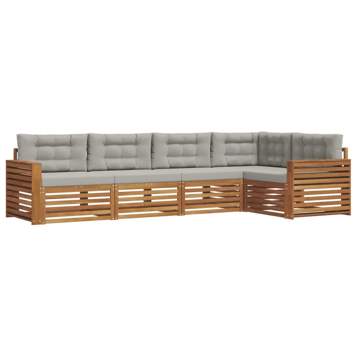 vidaXL Outdoor-Sofagarnitur mit Kissen 16-Tlg Natur und Hellgrau 3373466