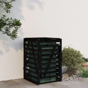 DELUKE 1er Mülltonnenbox Kiefernholz BOUMI 84x90x128,5cm Schwarz Mülltonnenverkleidung Für 1 Tonne Müllbox Aus Holz