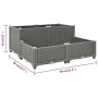 Hellgraues vidaXL Hochbeet (80x80x38 cm) aus Polypropylen in Rattan-Optik.