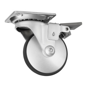 SOTECH Möbelrolle LINDAU, Ø50mm, silbergrau, mit Bremse. Design Lenkrolle für Möbel bis 30kg.